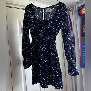 Navy blue polka dot Princess Polly mini dress